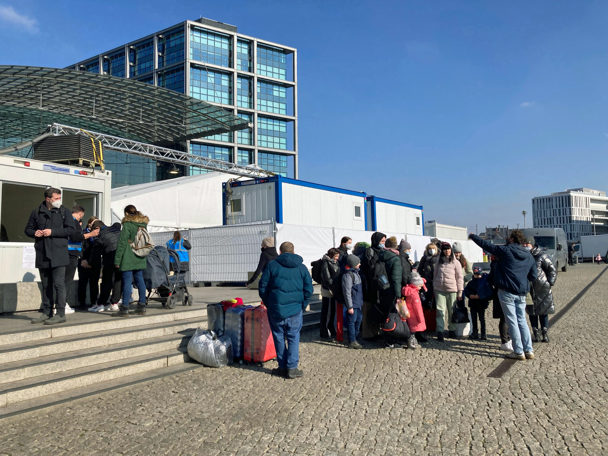 Geflüchtete am Bahnhof